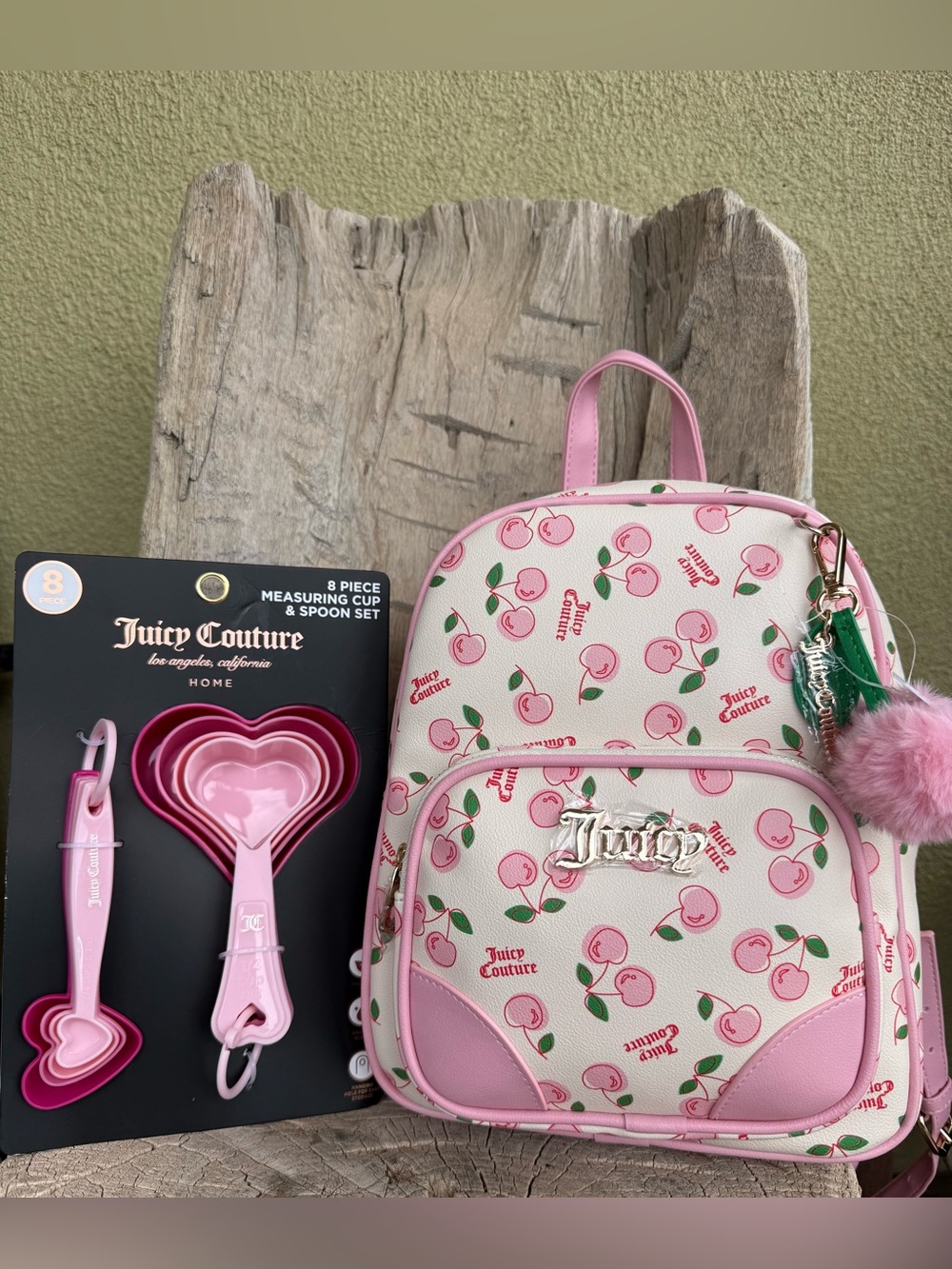 Beautiful Cherry Girl Backpack Soft White Pink W Measuring Cups🍒